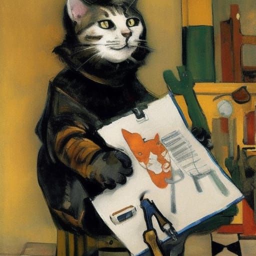 Cat Neurosurgeon in Dieselpunk Lyrical Abstraction