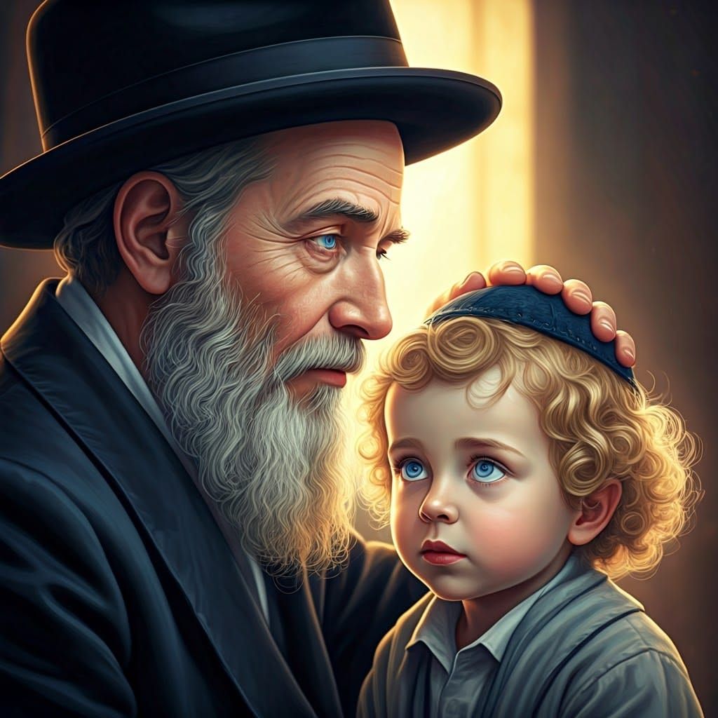 Blessing: Hasidic Man and Child in Golden Light