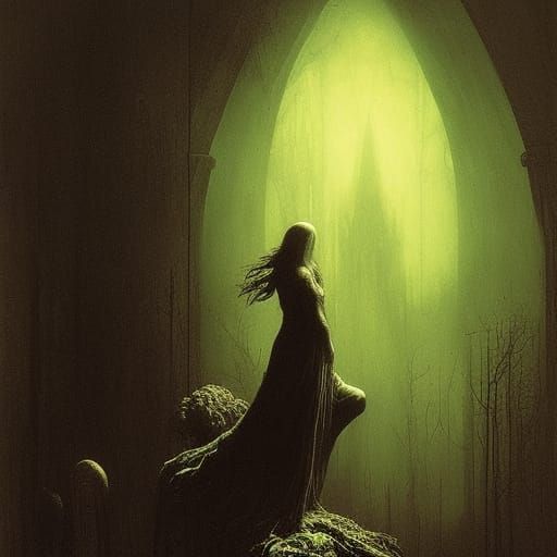 Mushroom Gothic Art in Dark Academia Style