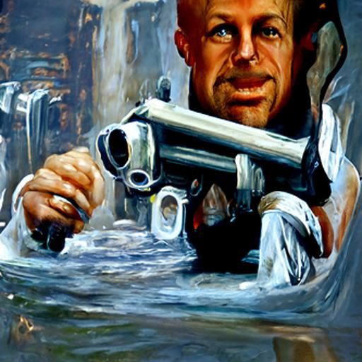 Bruce Willis Oil Painting in Gurney Style