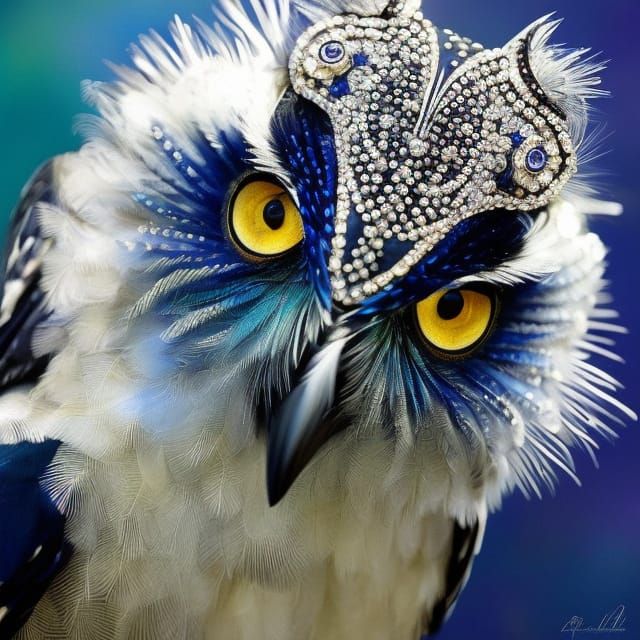 Diamond Owl Portrait in Hyperdetailed Digital Illustration