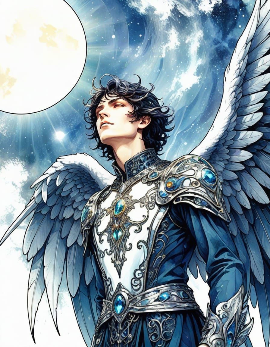 Angel Demon Hybrid in Dazzling Stained Glass Style