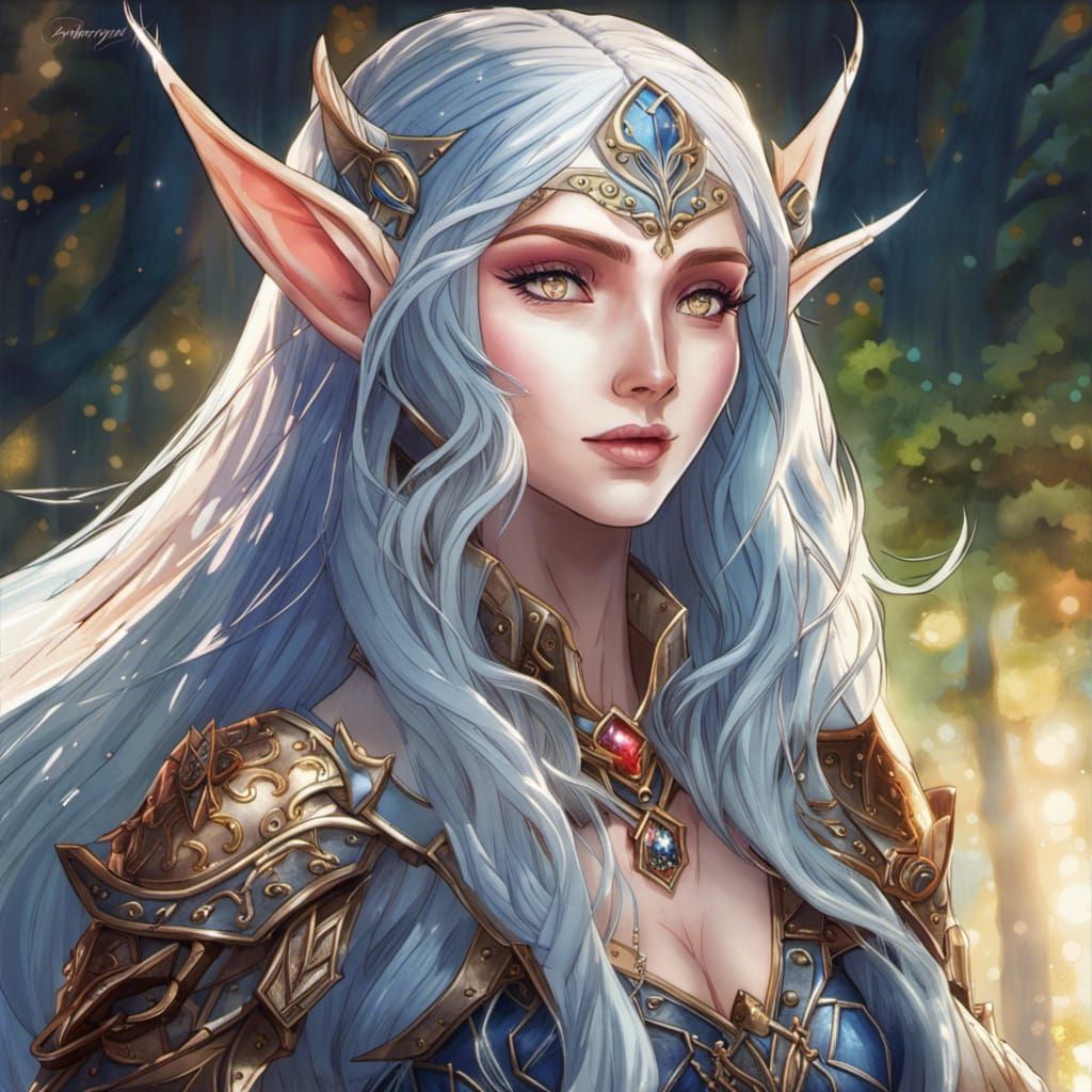 Elegant Elven Princess in Anime Style