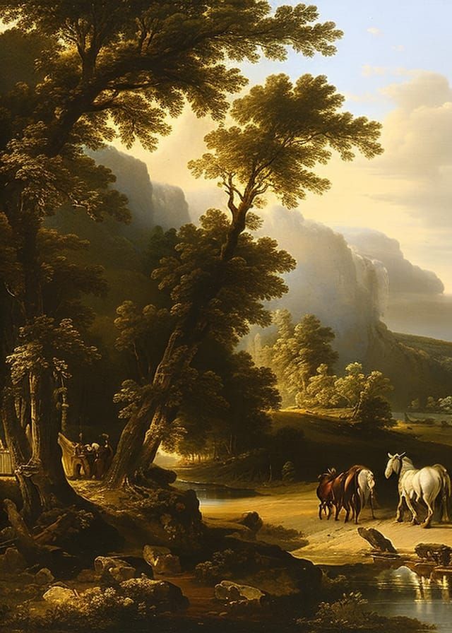Luminist Landscape with Village Scene