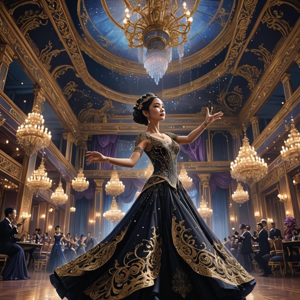 Princess at Dance in Fantasy Ballroom Concept Art
