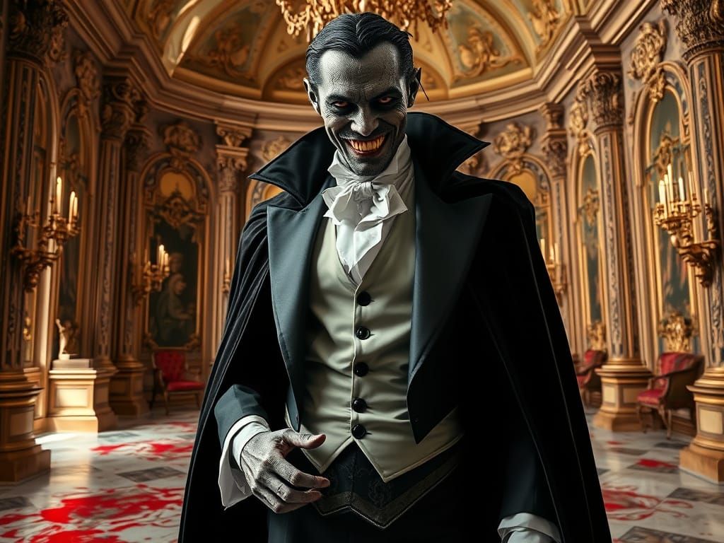 Nubian Vampire in Rococo Castle, Dark Romanticism