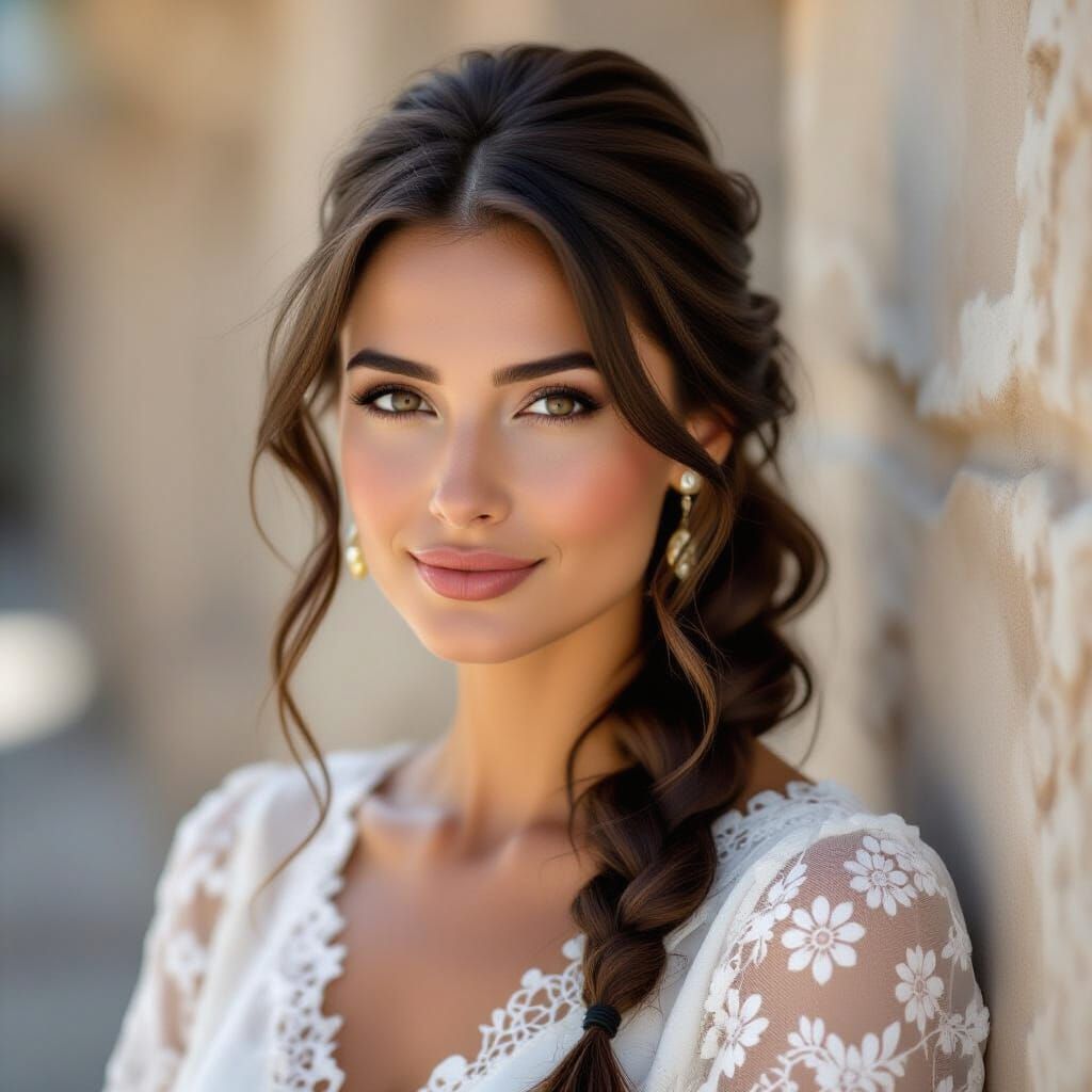 Elegant Portrait of an Italian Woman with Chignon