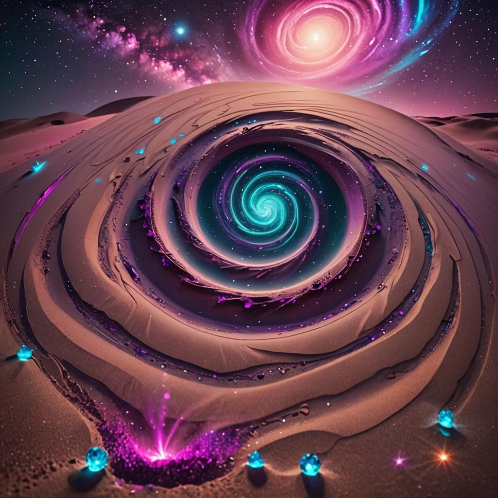 Surreal Desert Portal Reveals Magic Swirls, Oil Painting