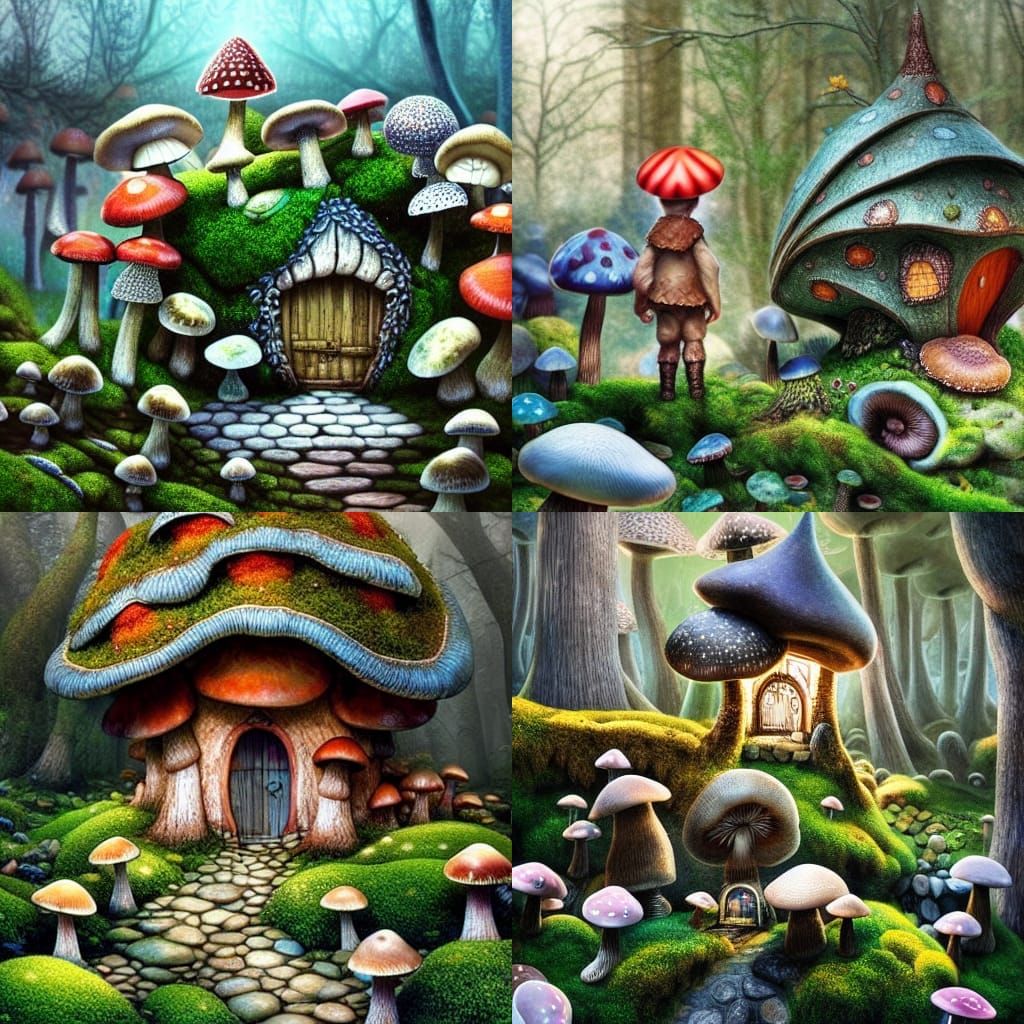 Cobbler Elf and Ornate Mushroom House