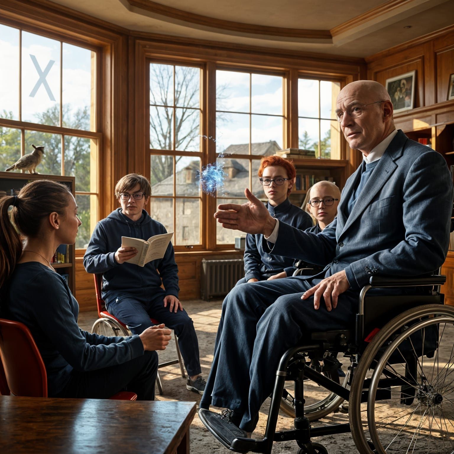 Professor X Inspires Young Mutants in Bright Classroom