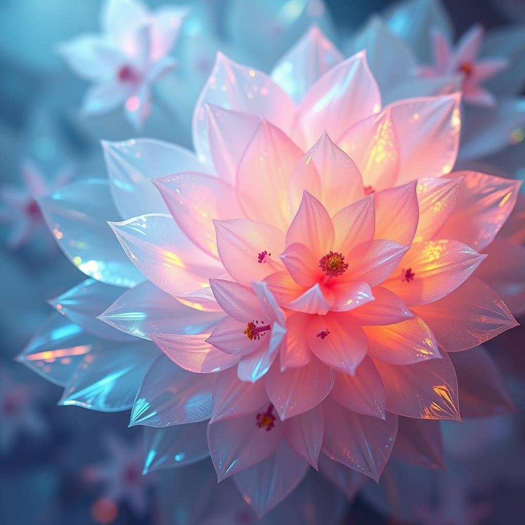 Crystalline Floral Patterns in a Futuristic Style