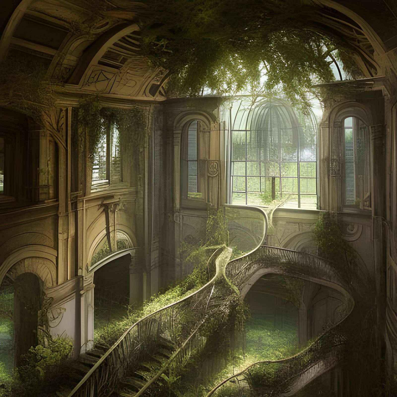 Apocalyptic Capitol Ruins in Detailed Gouache Style