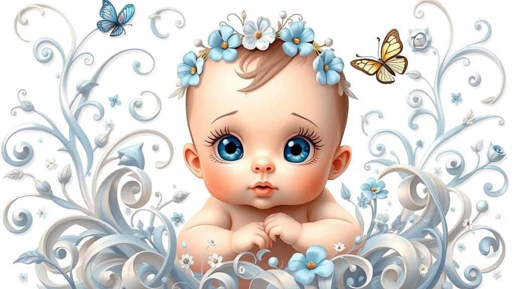 Dreamy Baby Amidst Whimsical Blooms