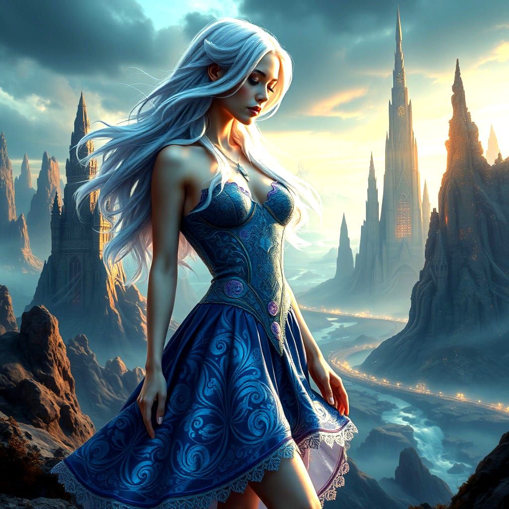 Futuristic 1700s Woman in Detailed Matte Painting