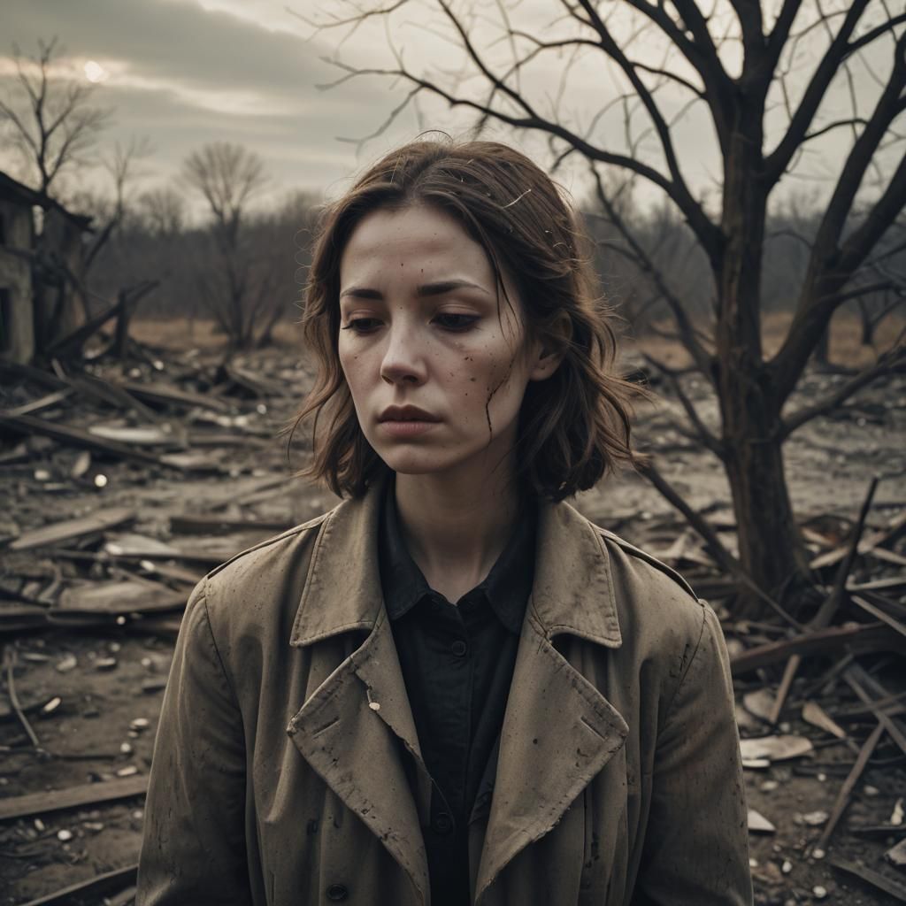 Existentialist Portrait in Abandoned Landscape