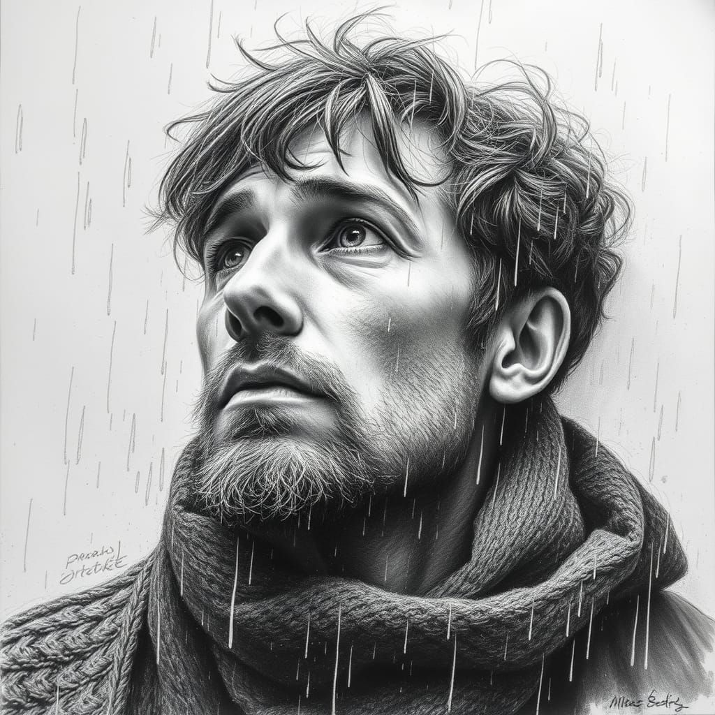 Melancholic Portrait in Grim Realist Style