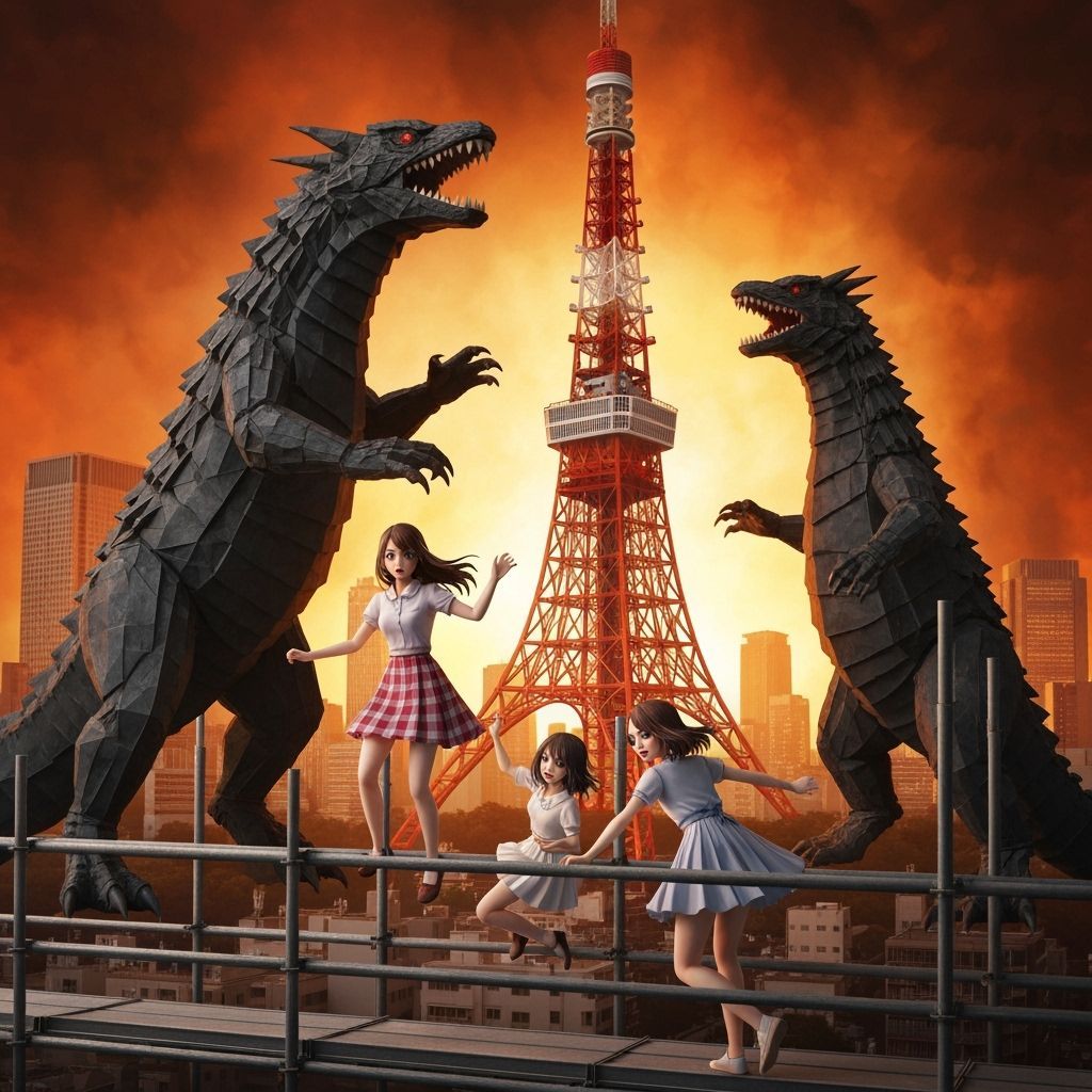 Godzilla and King Kong Battle at Tokyo Sky Tower