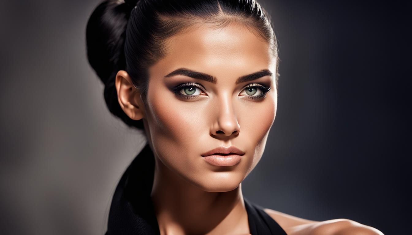 Striking Portrait of Woman with Sleek Ponytail