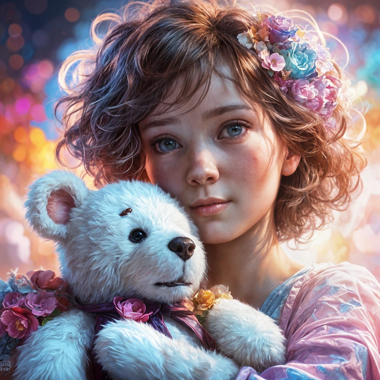 Teddy Bears Hugging: Hyperdetailed Art Portrait