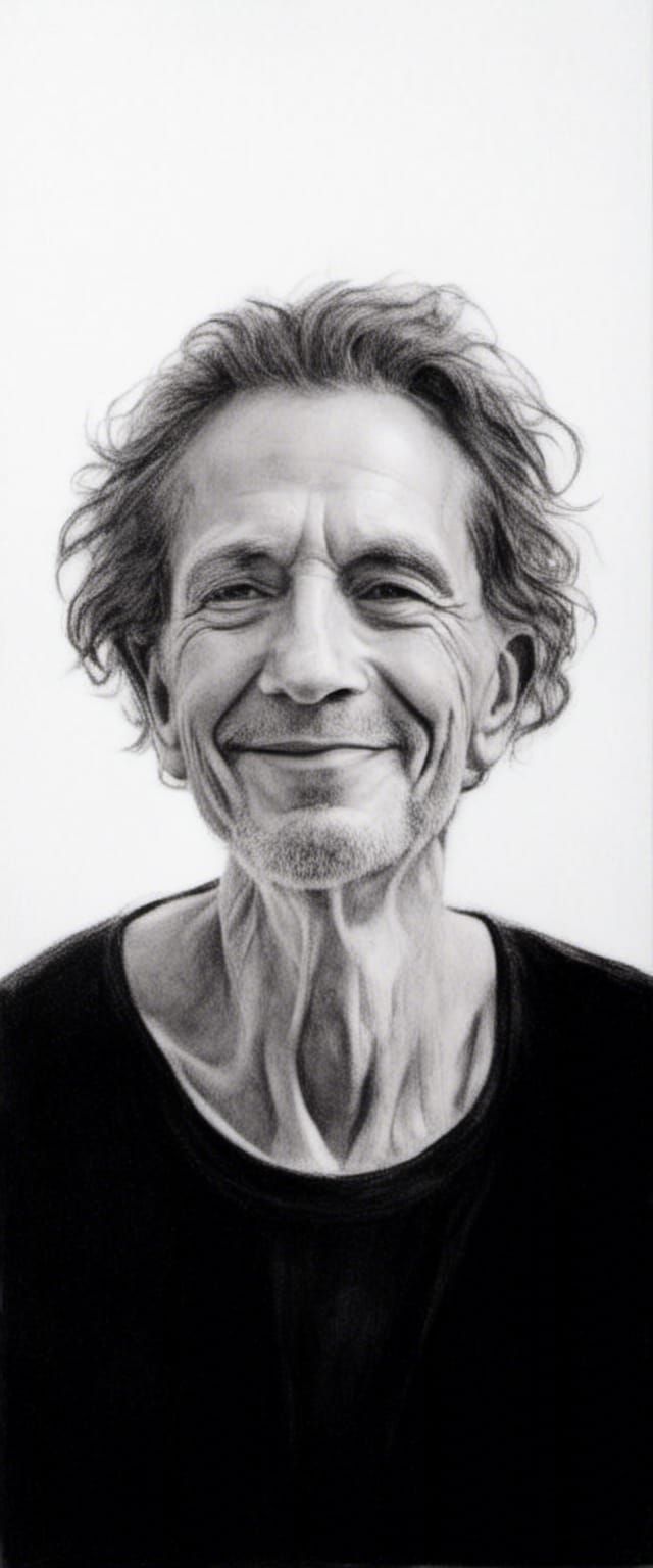 Monochrome Charcoal Portrait Close-Up