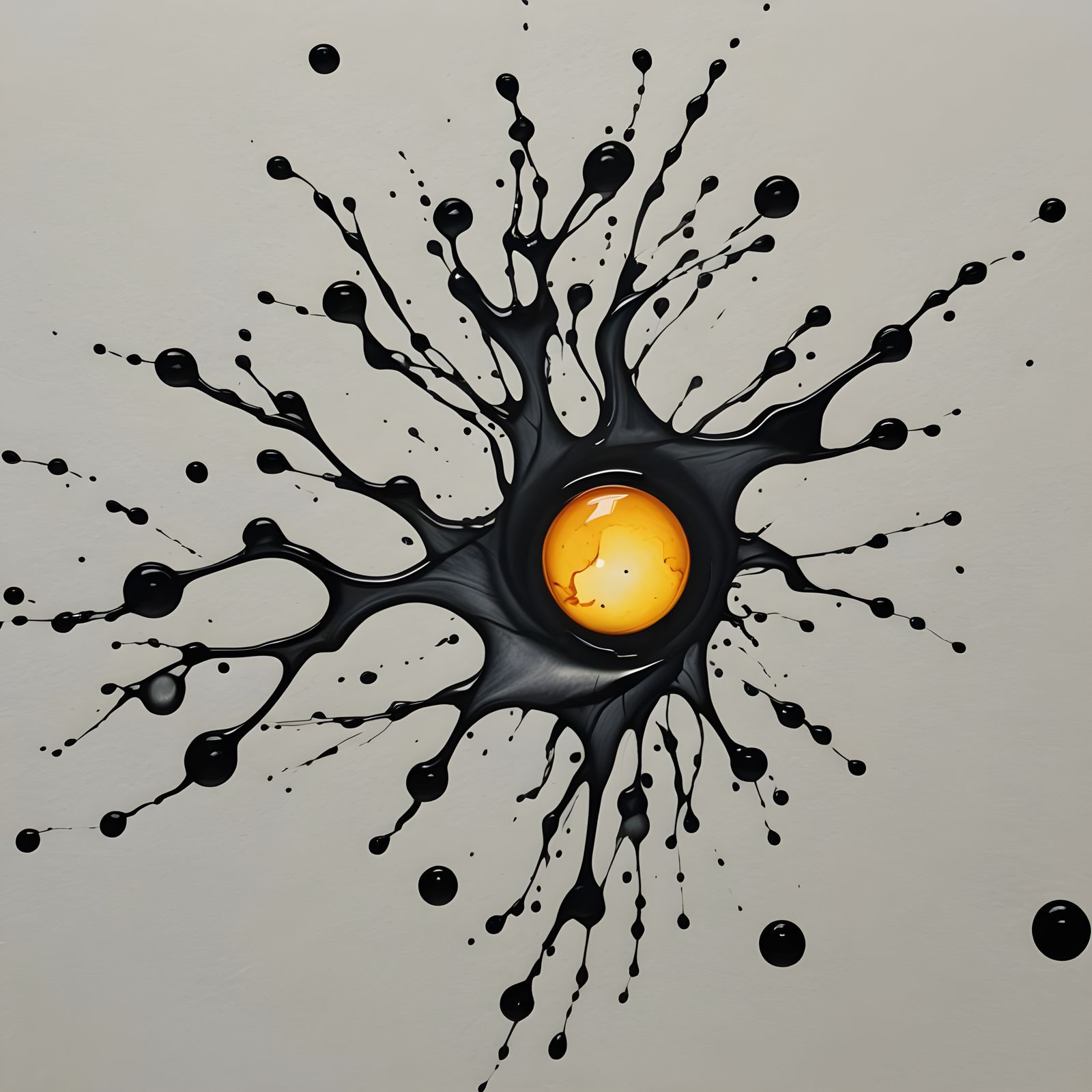 Ink Drops Swirling into a Digital Sun