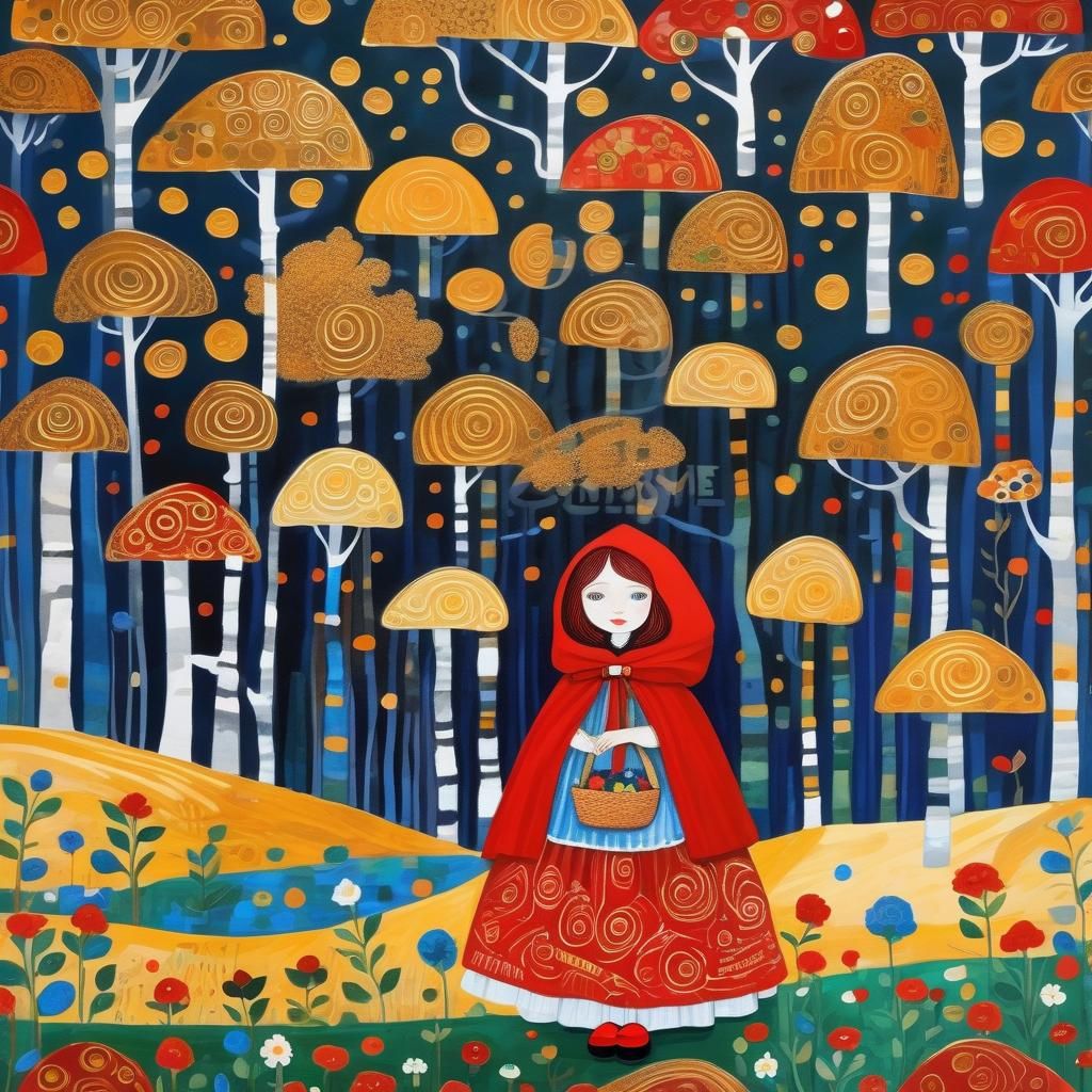 Little Red Riding Hood in Art Nouveau Style