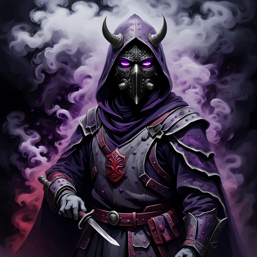 Mysterious Rogue with Knives in Smoke Aura