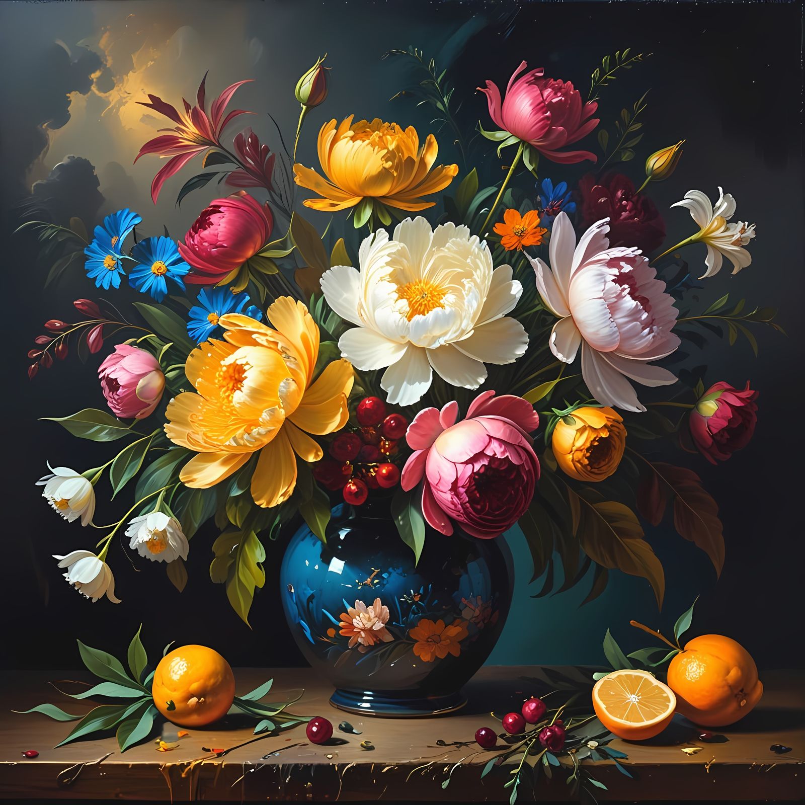 Vibrant Floral Tapestry in Dutch Golden Age Style