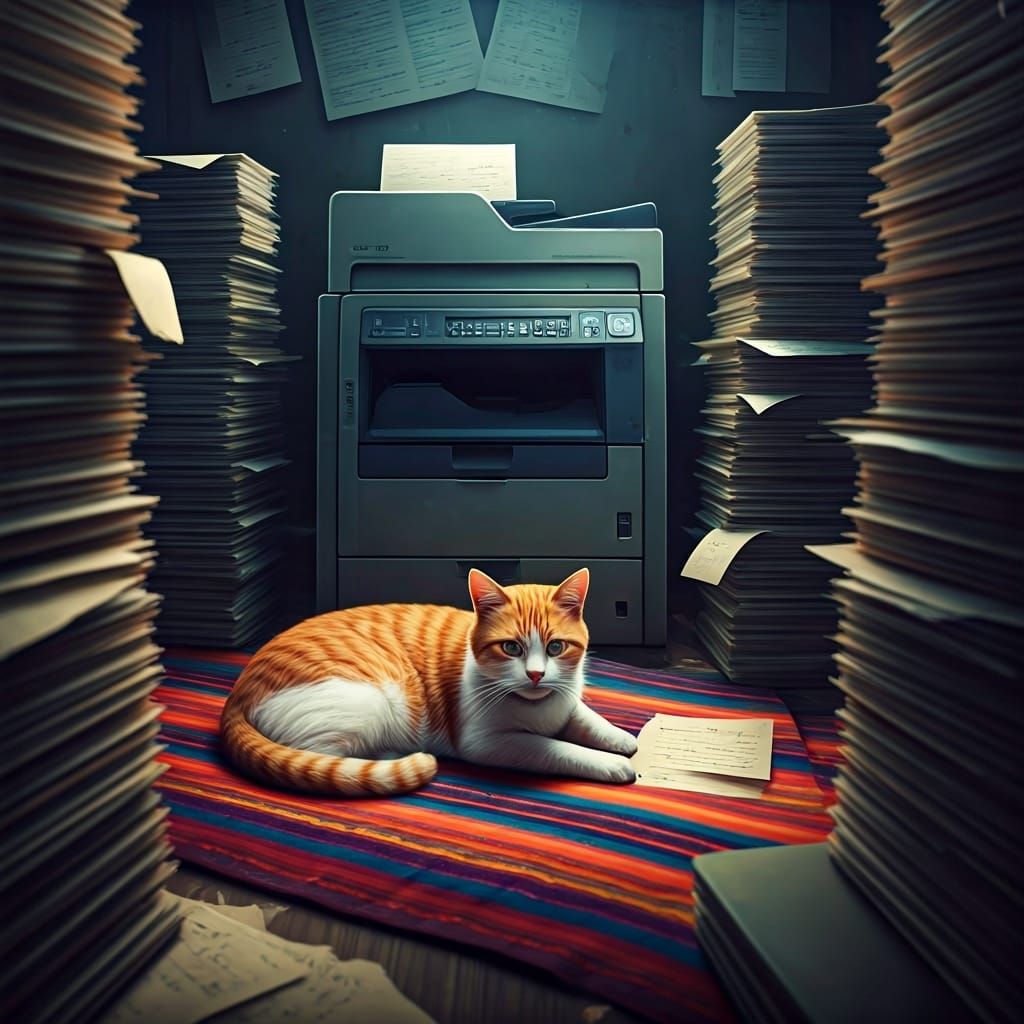Cat Nap Underneath a Vintage Copier