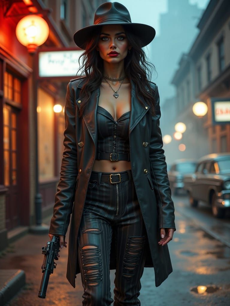 Glamorous Post-Apocalyptic Siren in a 30's Gangster Girl Sty...