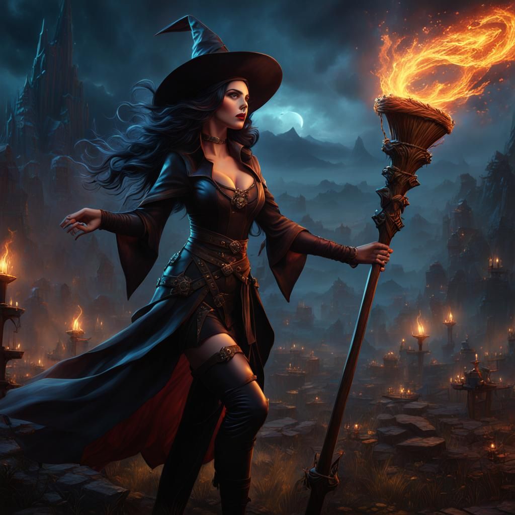 Fantasy Witch at the Stake: Detailed Matte Painting