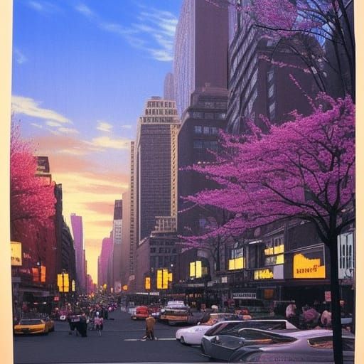 Autumn Landscape with Cherry Blossoms, Matte Painting