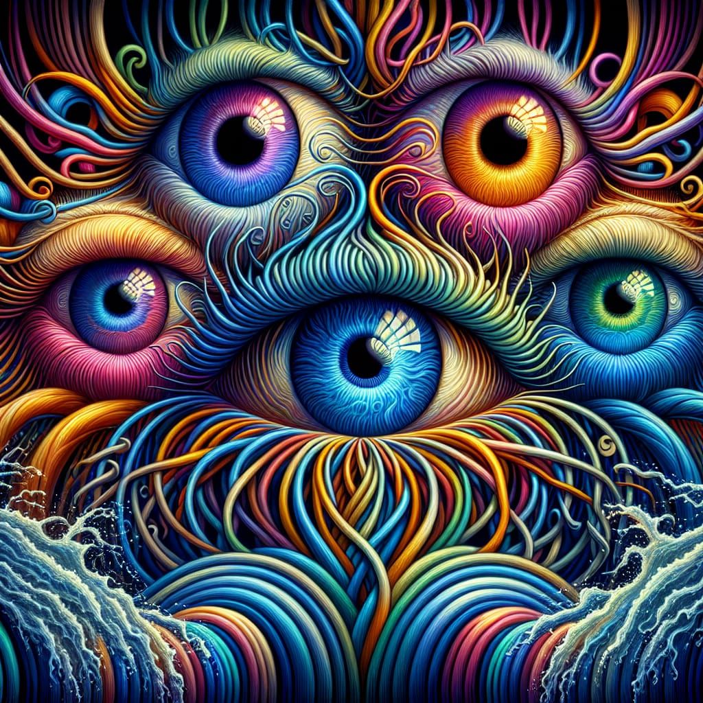 Whimsical Multi-Level Eyes in Vibrant Hues and DNA-Inspired ...
