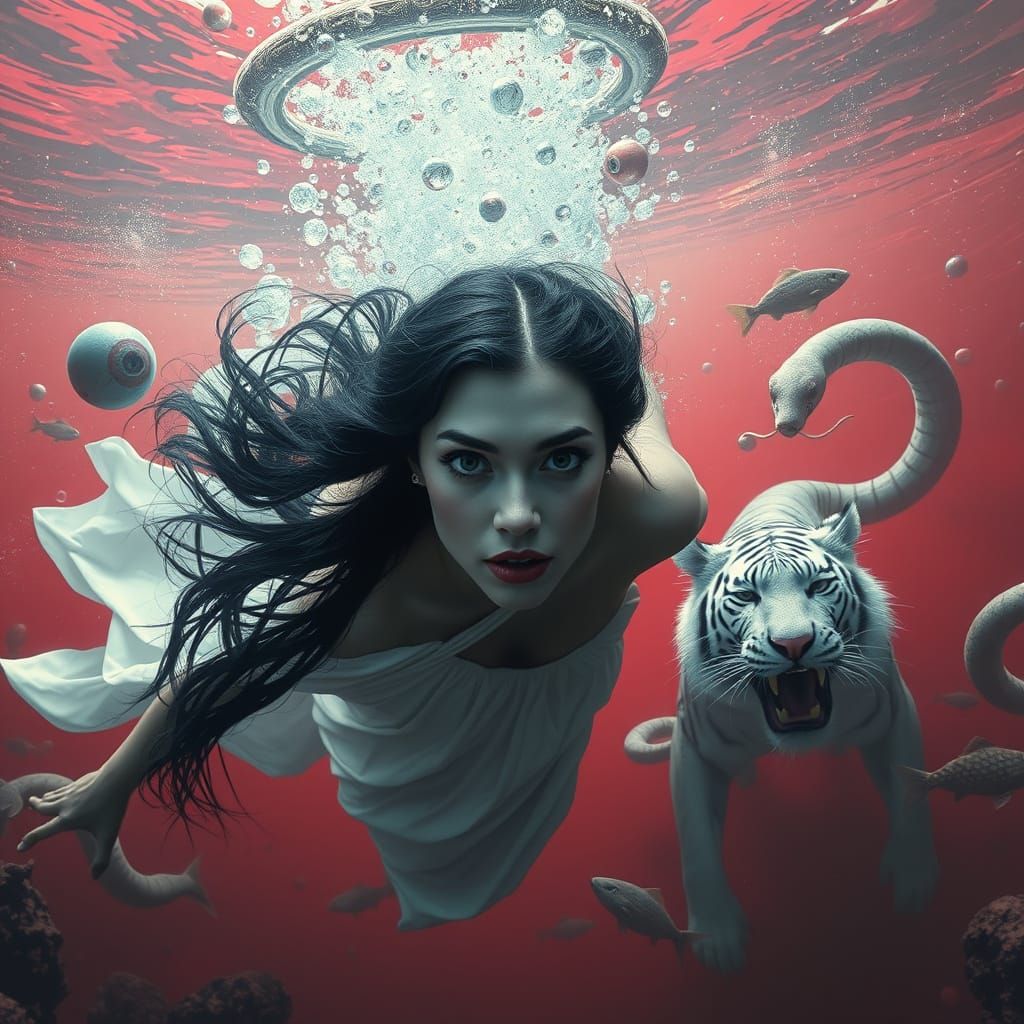 Underwater Goddess in a Surreal Digital Painting