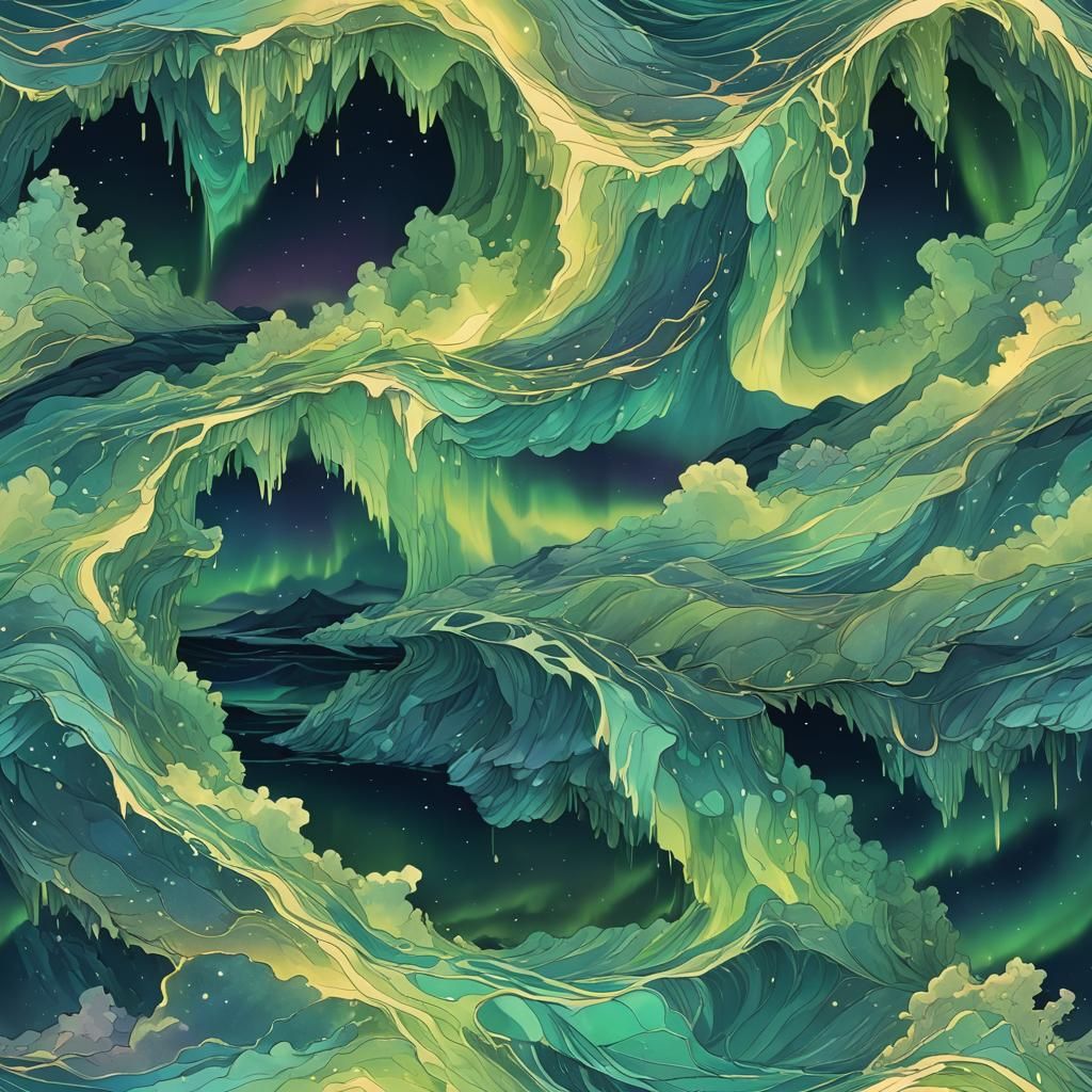 Aurora Borealis Reflected in Glowing Sea