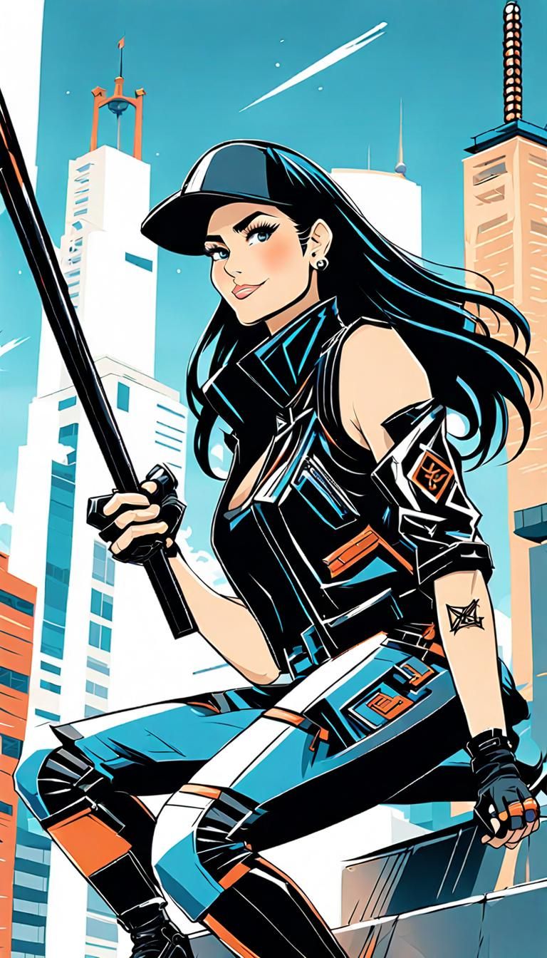 Anime Portrait: Woman in Futuristic Biker Outfit