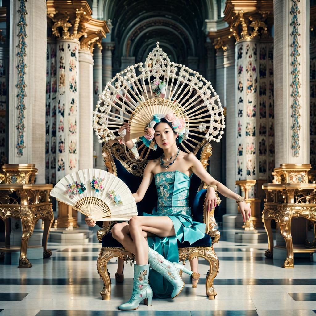 Elegant Baroque Woman in Ornate Roman Setting