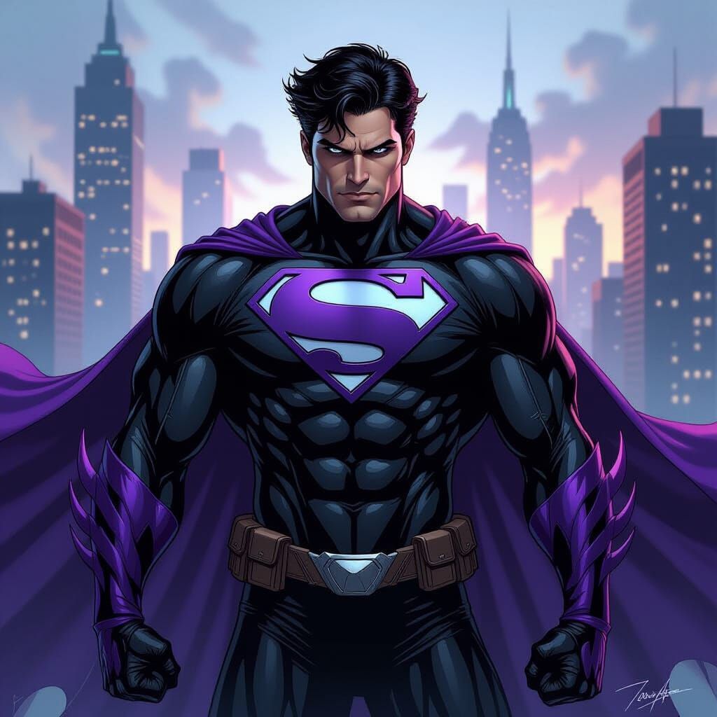 Superman with Venom Symbiote in Comic Book Style