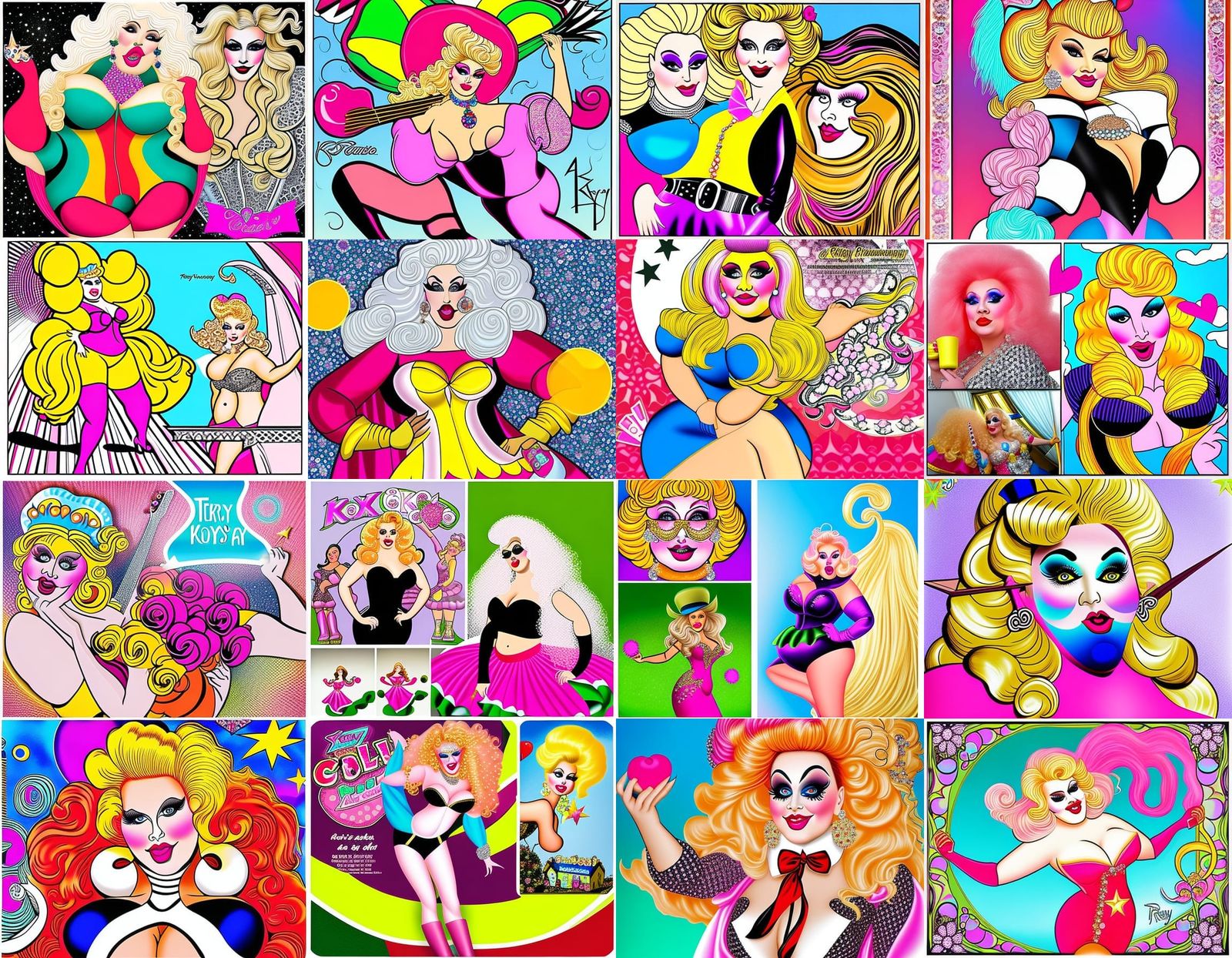 Drag Entertainers in Comic Book Art Style