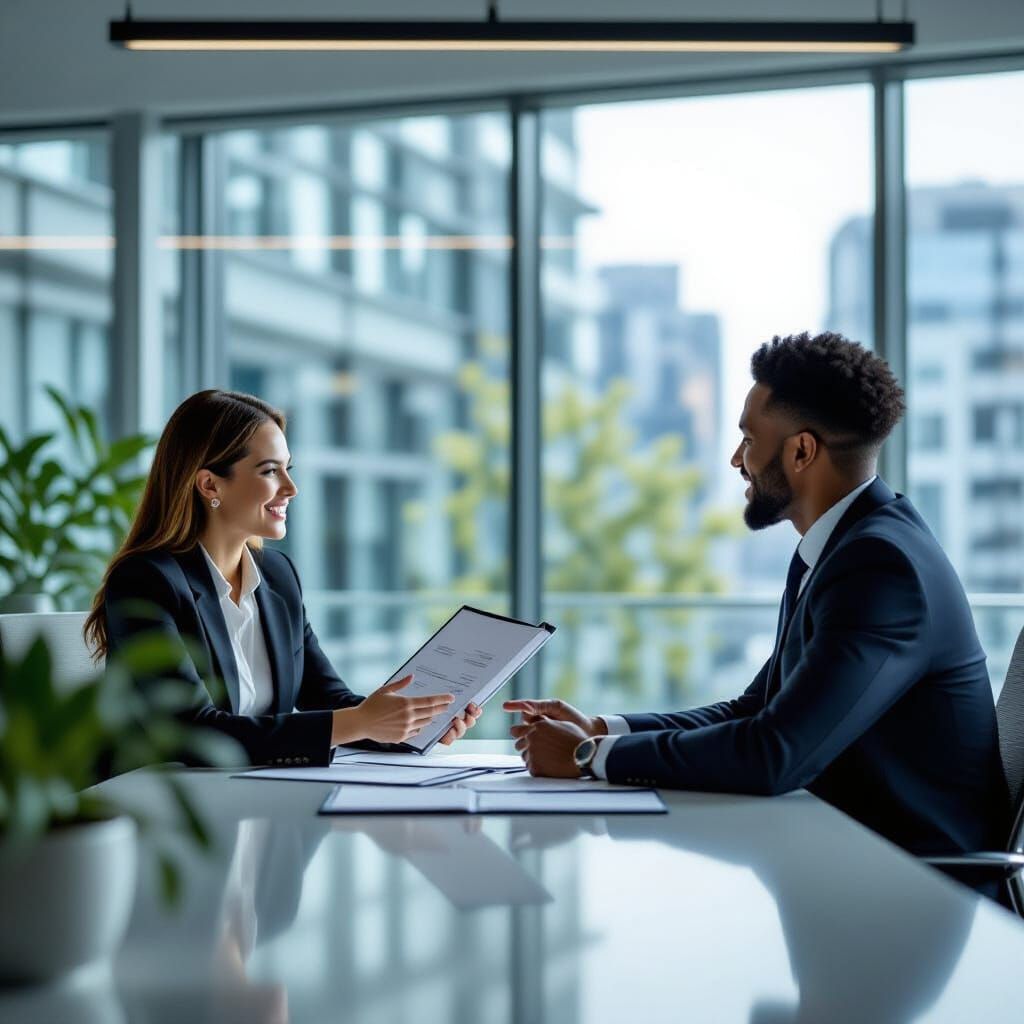 Modern Office Meeting with Professionals and Recruiter