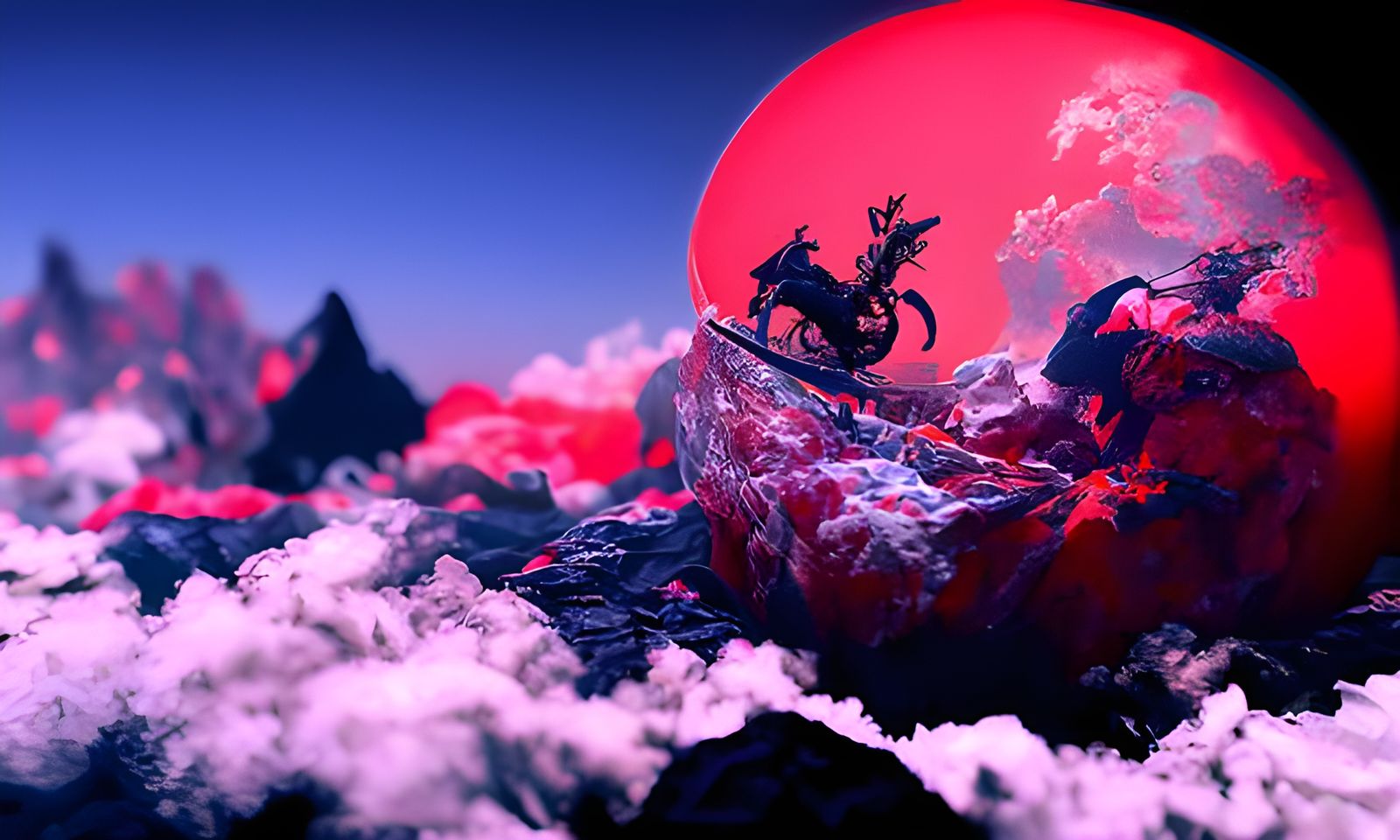 Viking and Dragon in Dramatic Lighting