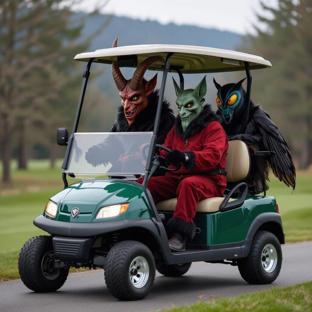 Krampus and Mothman Golf Outing