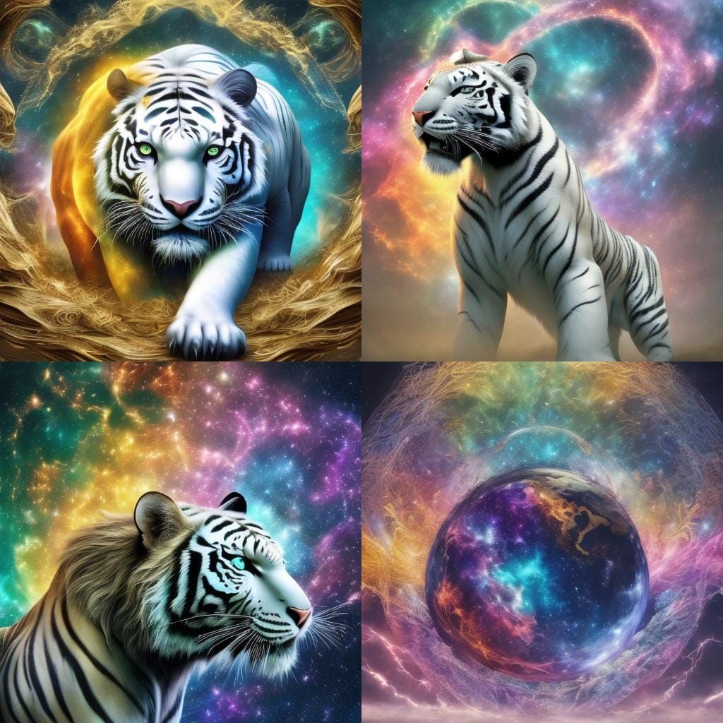 Ethereal Cosmic White Tiger Spirit Animal