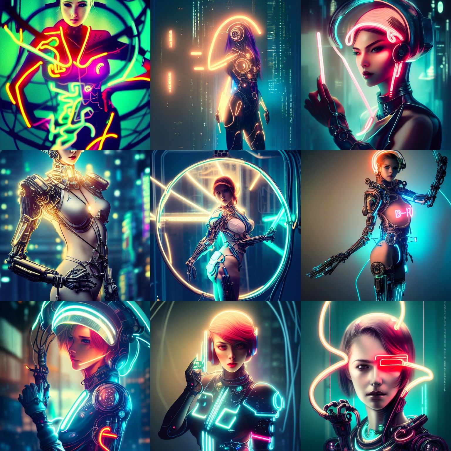 Cyberpunk Girl with Biomechanical Augmentation