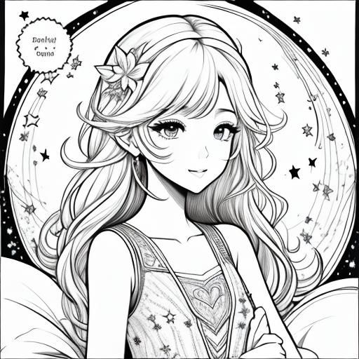 Starry Night Sky Coloring Page Line Art