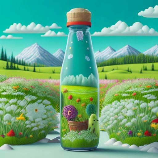 Winter Landscape Inside Snow Globe in Summer Field