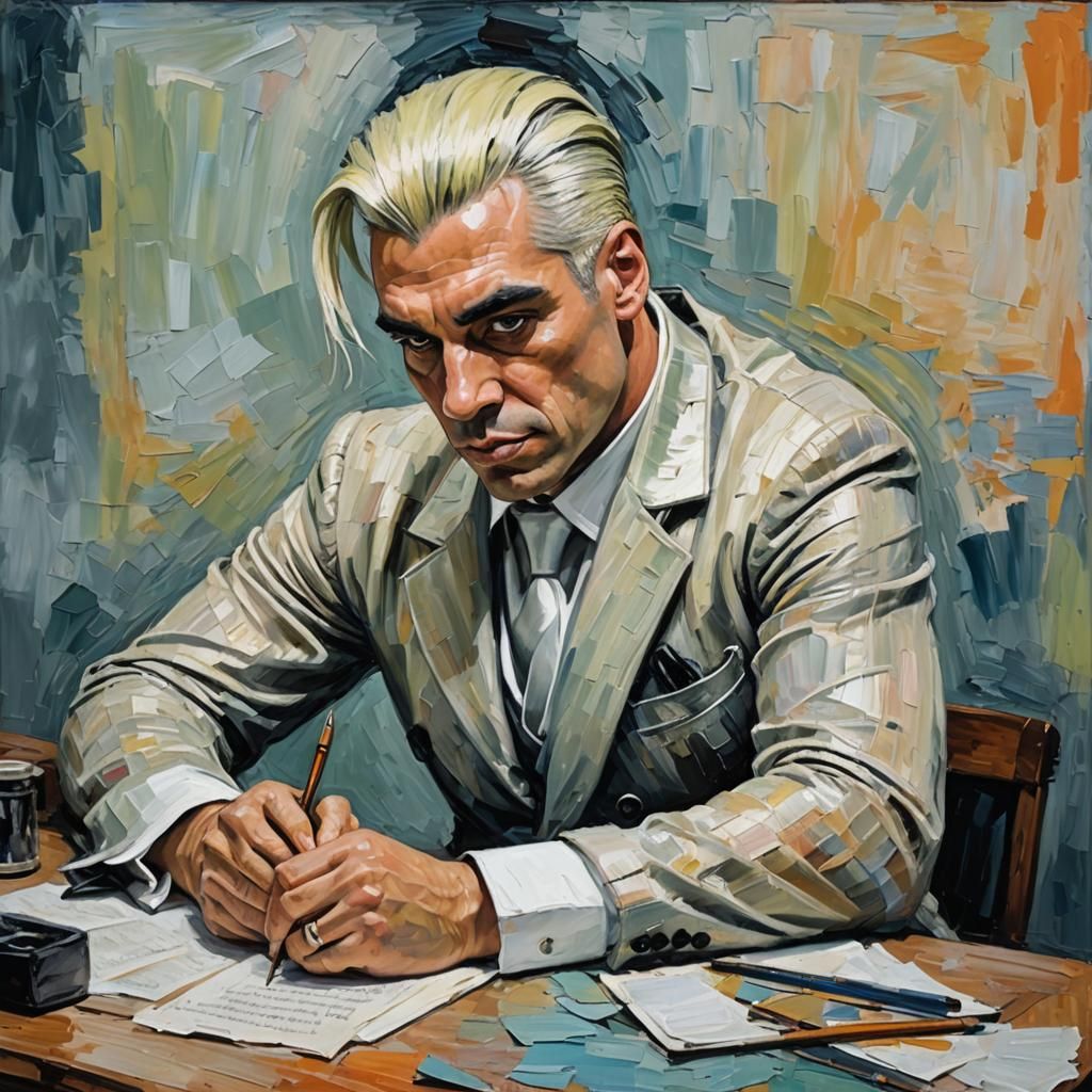 Till Lindemann as Young Poet in Expressionist Oil Painting