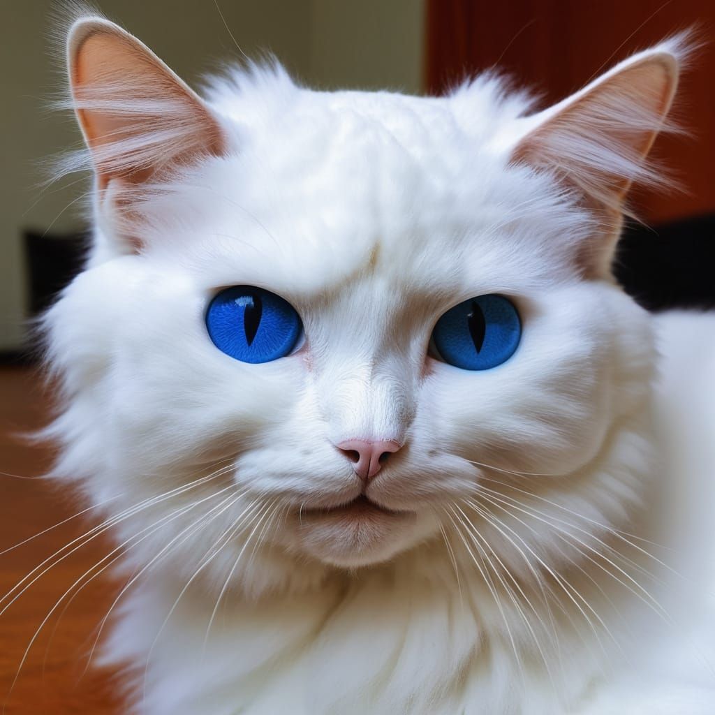 Blue Hairball Cat: An AI Generated Image