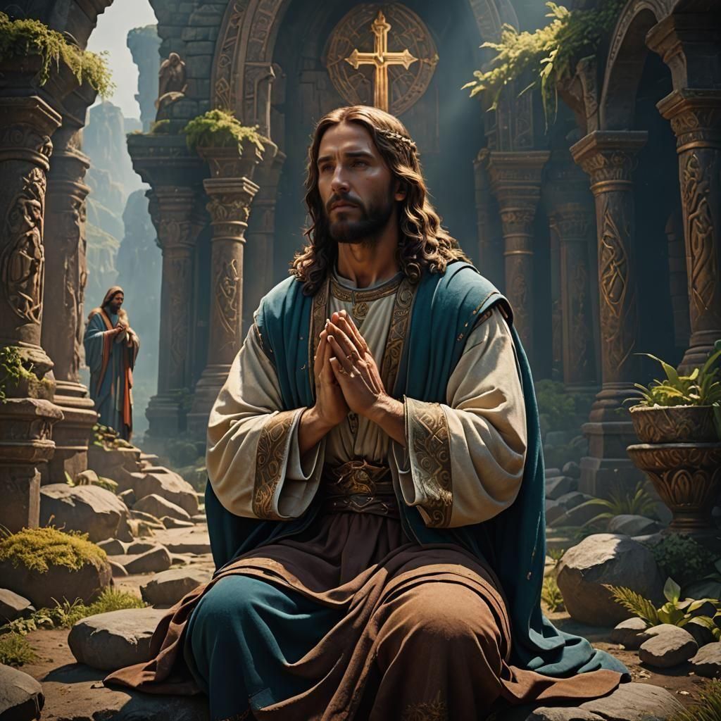 Jesus Praying: Detailed Matte Painting
