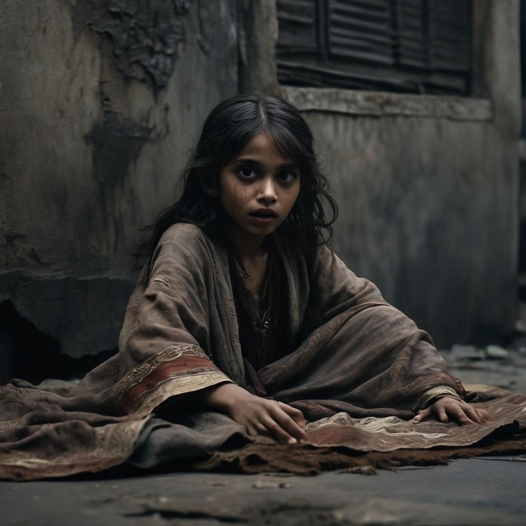 A photo of a sweet, beautiful 8-year-old Vampire Pakistani g...